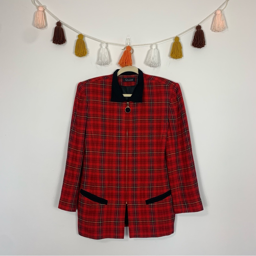 Vintage 90's Gillian Red Tartan Plaid Blazer 12